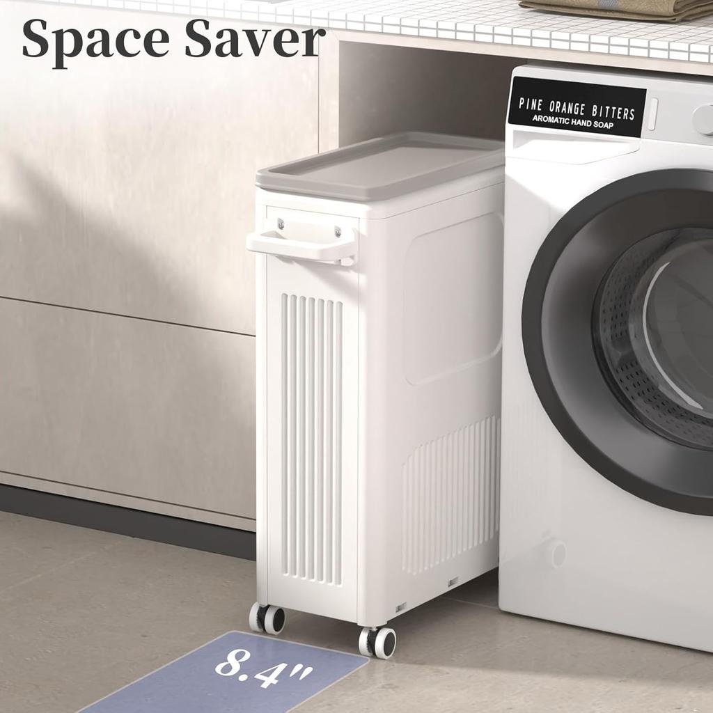 Heavy Duty Laundry Hamper with Lid,Plastic Laundry Basket with Wheel, Dirty Clothes Organizer Bathroom Waterproof Storage Basket