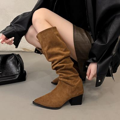 Мода Зимняя Мода Остроносые Женские Длинные Ботфорты Выше Колена Ночной Клуб Высокие Каблуки Вечеринка Стриптизёр Женская Обувь