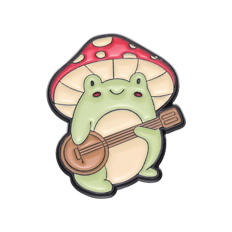 Charming Animal Chest Brooch Featuring Frog And Mushroom Design Ideal For Everyone