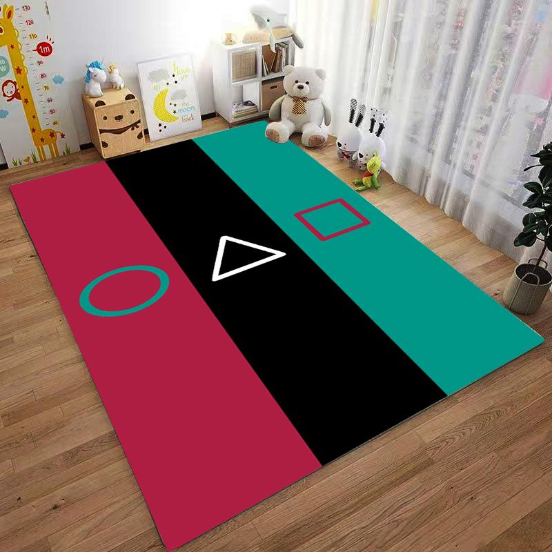 Colorful Carpet with Geometric Shapes Circle Triangle Square Pattern Design Suitable for use as an anti-slip for living room bedroom sofas