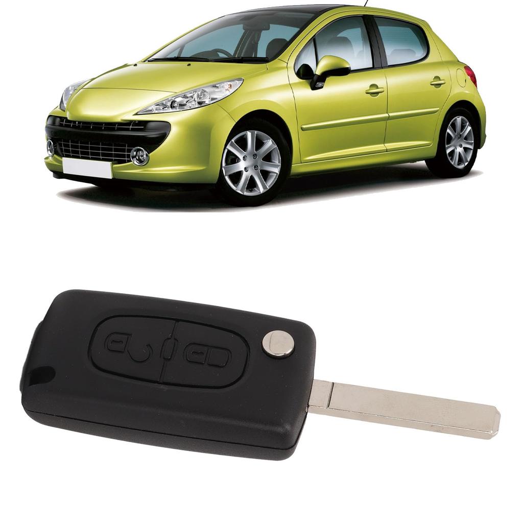 Flip Key Fob Case, 2 Buttons Black Easy Carry, Peugeot 107 207 307cc 308