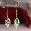 Green Leaf Ear Jewelry Bohemian Ear Buckle Fashion Hoop Earrings  Teens