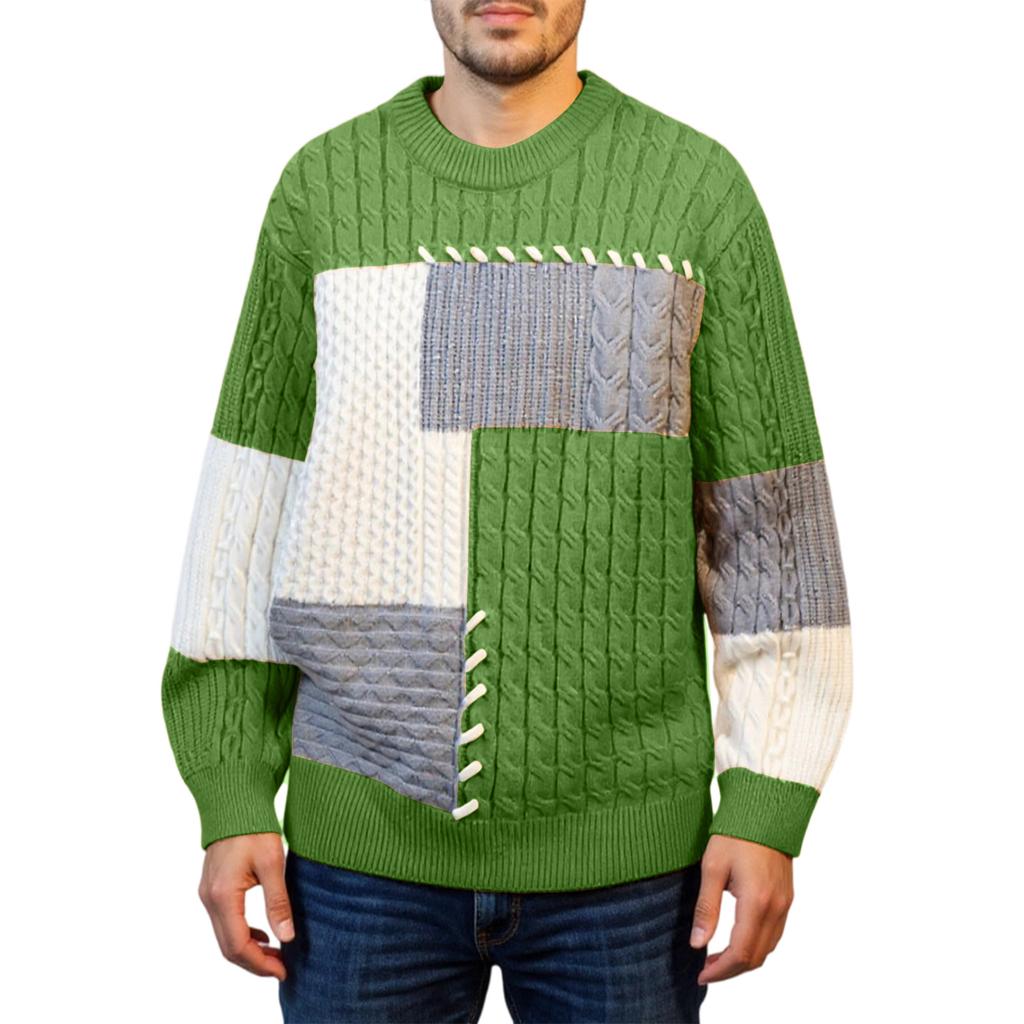 Men's Fashion Knitting Pullover Long Sleeves Loose Round Neck Sweater
