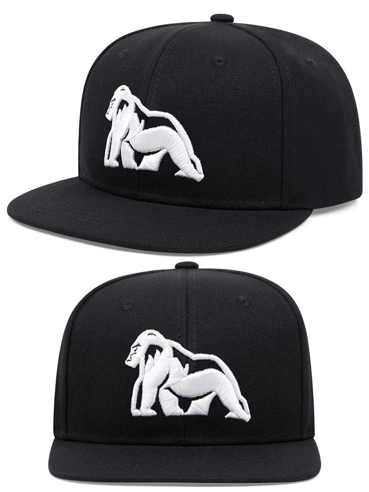 2024 Новая унисекс-бейсболка с вышитым рисунком гориллы для мужчин в стиле хип-хоп, модная, регулируемая, высокого класса