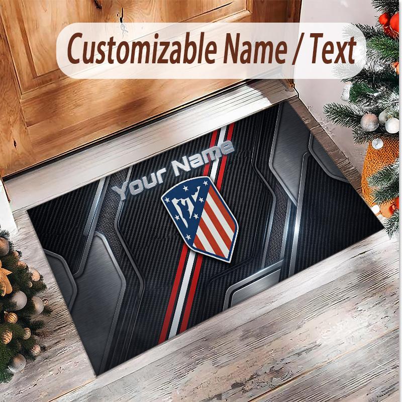 Personalized Crystal Velvet Carpet Atletico Madrid FC Pattern Non Slip Floor Rug