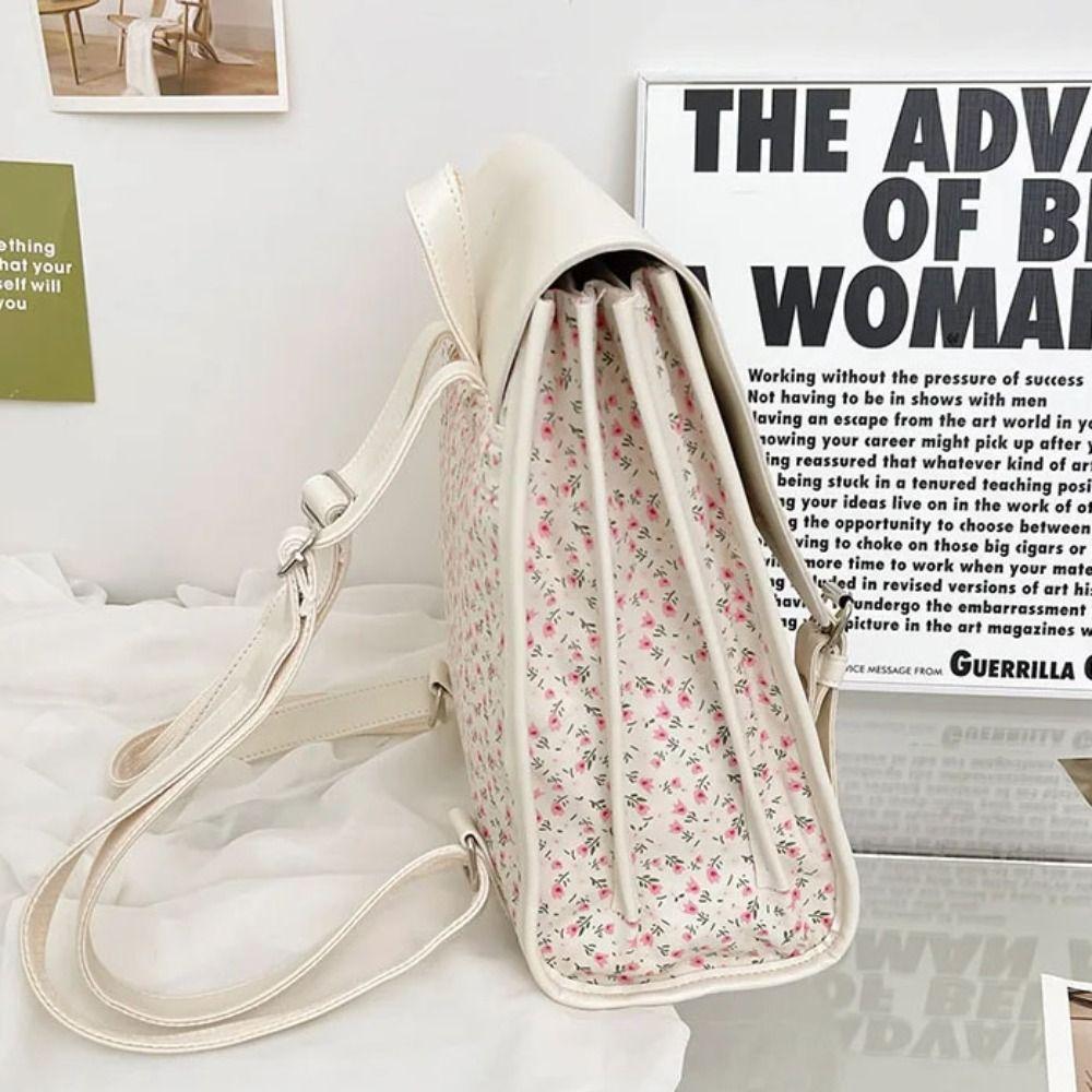 Вместительный школьный портфель из ПУ кожи с откидным клапаном, эстетичный рюкзак с цветами для девочки