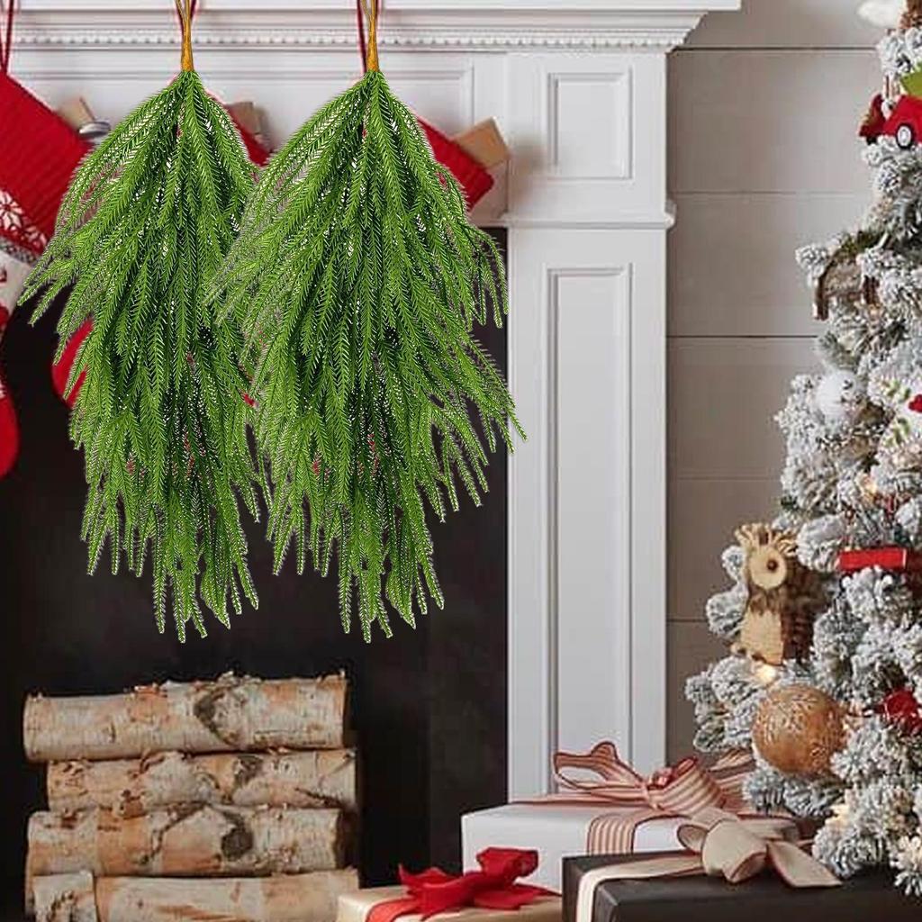 Artificial Pine Garland Christmas Faux Wreath 2 Pieces Artificial Pine Garland Decoration 26 Inch For Railing Porch Table Window