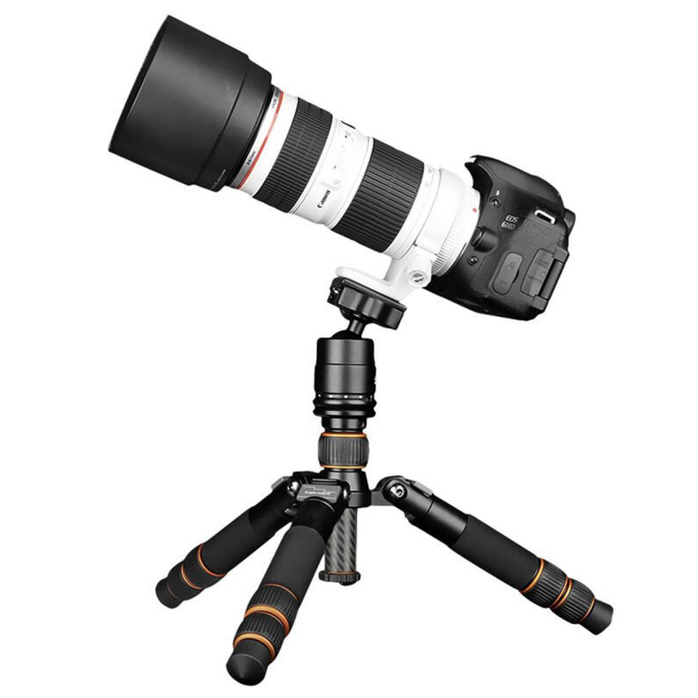 Мини-штатив QZSD из углеродного волокна с максимальной нагрузкой 8 кг и вращающейся на 360 градусов шаровой головкой для зеркальных камер