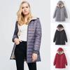 Women Mid-length Hooded Fleece Jacket Autumn Winter Lightweight Plush Lining Solid Ladies Parka Loose Female Zipper Outwear