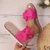 Fashion Women Summer Casual Slides Comfortable Flax Slippers Striped Bow Linen Flip Flops Platform Sandals Ladies Indoor Shoes