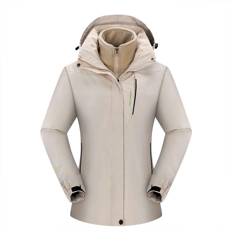 Men Women 3-in-1 Detachable Waterproof Windproof Hiking Jacket With Fleece Liner Outdoor Trekking Camping Cycling
