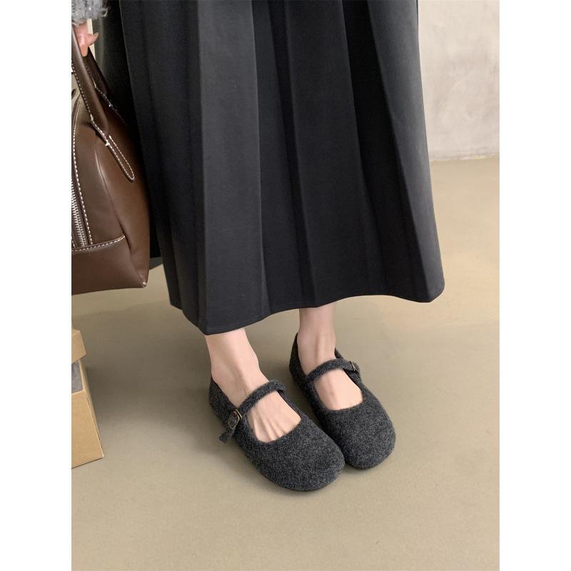 Сказочные иностранный стиль пушистые туфли женские зимние наряды французский вечерний темперамент женские бархатные туфли Мэри Джейн туфли на плоской подошве из хлопка