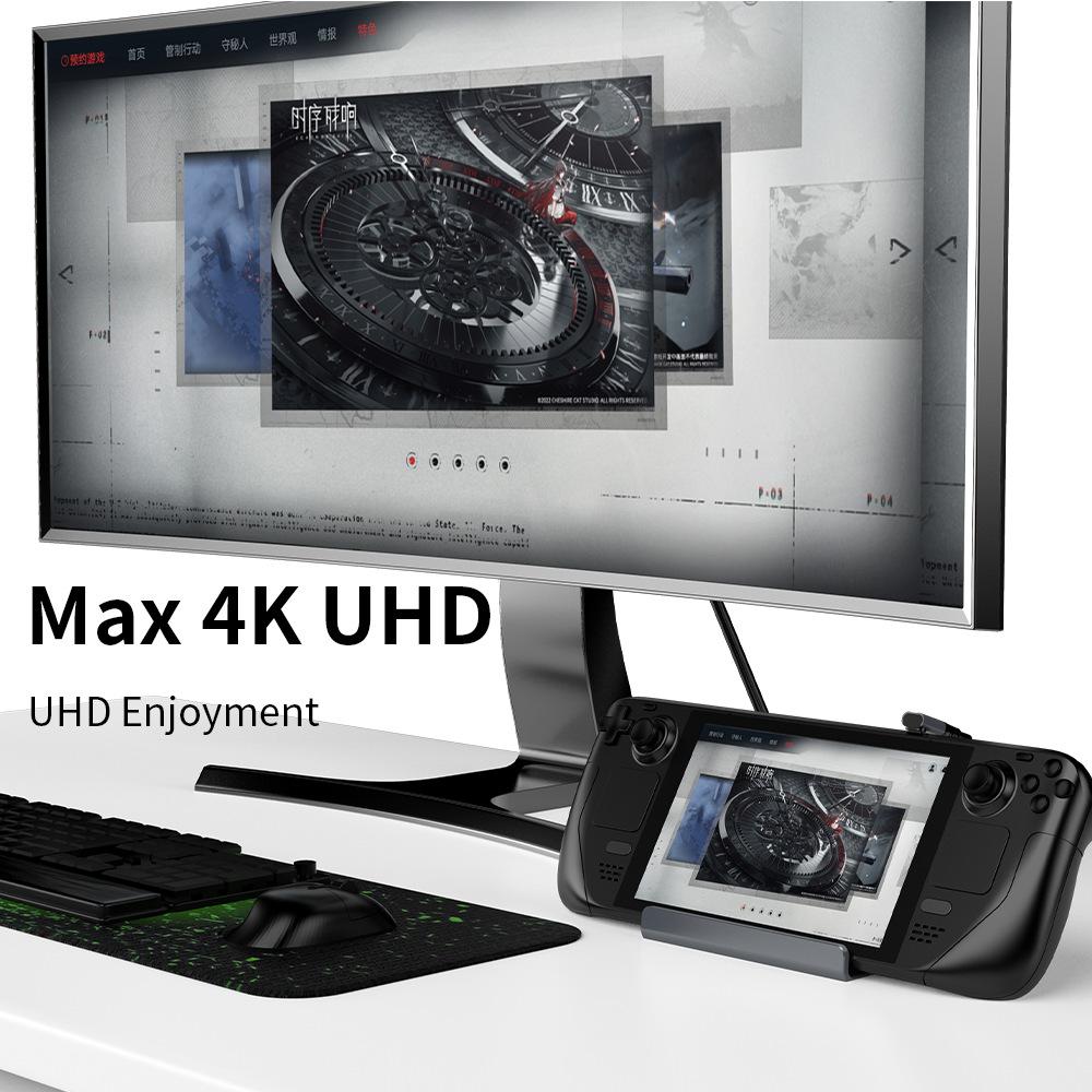 VAORLO Steam Deck Docking Station TV Base Stand 7 In 1 Hub Aluminum Alloy Holder Dock 60Hz HDMI-compatible USB-C For Steam Deck Console