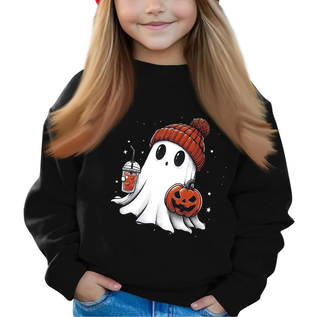 Halloween Day Girls Round Neck Pullovers For Kids Printed Baby Tops