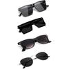 Sheomy Unisex Combo Offer Pack of 4 Shades Glasses Pathan Sunglasses Rectangle Retro Vintage Narrow Women::Men, MKN-017