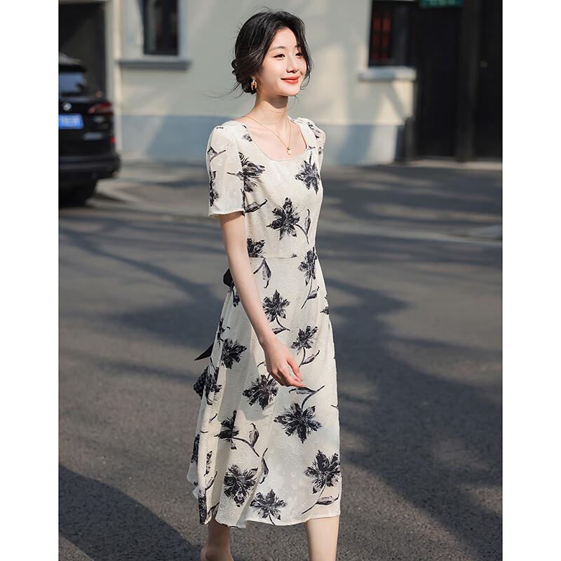 Fleeting Years Women's Elegant Short-Sleeve Midi Dress L23045L1
