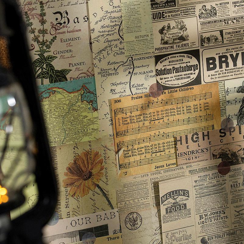 30 Sheets Vintage newspaper map art decor diary album Background paper Decorative Scrapbooking material paper