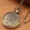 Retro Fashion Men's Bronze Pocket Watch,Classic Vintage Freemasonry Pattern Design Necklace Pendant Pocket Watch,ideal Choice for Gifts