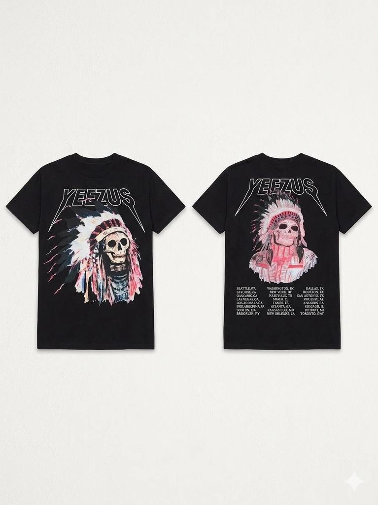 Kanye West Yeezus T Shirt Black XL Native American Skull God Wants You 2013 Tour