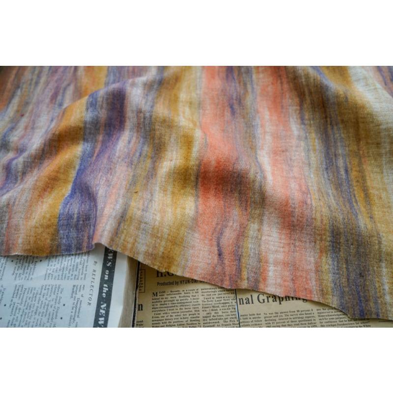 Distinctive Oil Painting Knitting Dream Embroidery Aurora Borealis Color Autumn and Winter Fashion Fabrics Weft Elastic Wool Craft Design Art Fabrics