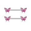 1 Pair Butterfly Nipple Barbell 14g Crystal Nipple Piercing Nipple Jewelry Heart Nipple Ring Bar Stainless Steel Body Piercing for Women