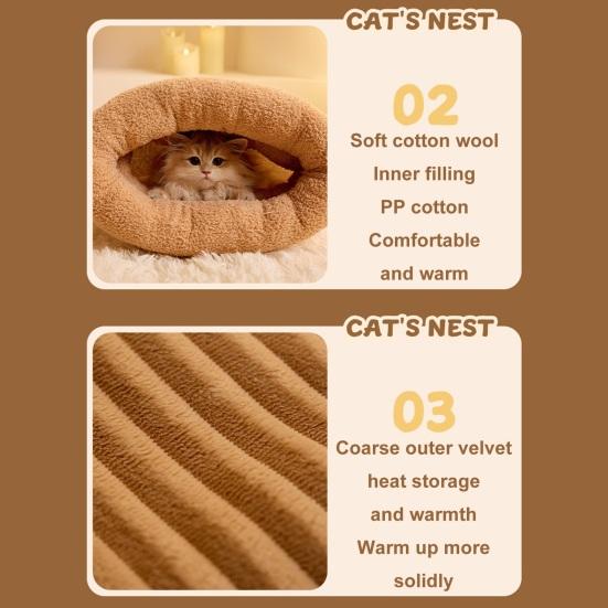 Зимний спальный мешок для кошек, плюшевая теплая кошачья кровать, пещера, обертывание на 360 градусов, согревающий коврик для кошек, спальный мешок для маленьких собак и кошек