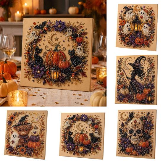Quirky Halloween Art Projects Ghost Faux Pearl DIY Kit, Spooky 3D Bead Cool Pattern Kits Painting Crafts, Gothic Wall for Adults Beginners Decoration