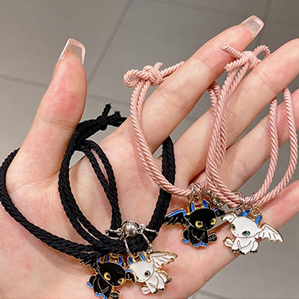 RUI RUI YU 2 шт./компл. Магнитный браслет для пары, очаровательные ювелирные изделия с героями мультфильмов для женщин и мужчин, плетеные веревочные браслеты, лучшие ювелирные изделия для друзей, подарок