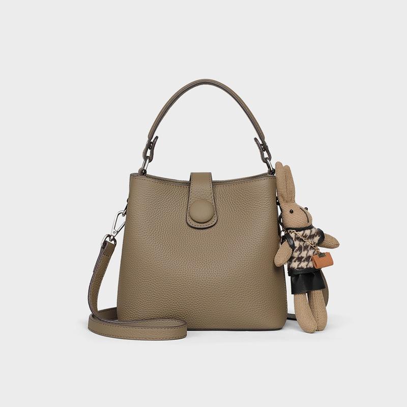 2025 New Women's Bucket Bag Genuine Leather High-end Feel Single Shoulder Crossbody Handbag Small Bag