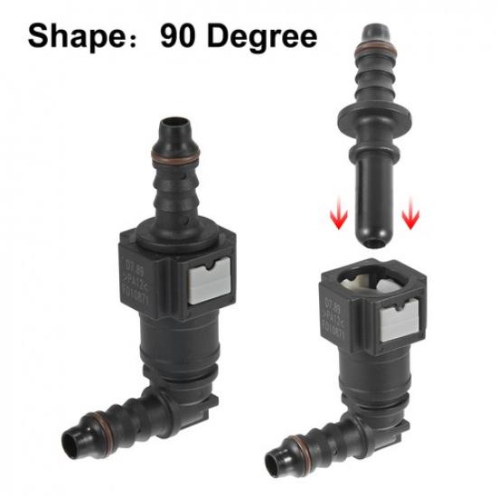 789mm SAE to 516" 90 Degree Fuel Line Hose Quick Release Connector Nylon 1 Set