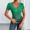 2025 Spring/Summer Women's Sexy Lace V-neck Short Sleeve Top