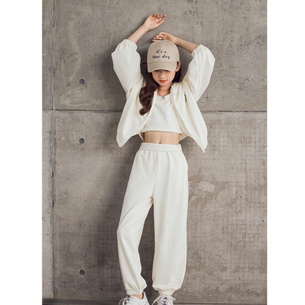 Girls Autumn Clothing Children Spring Long Sleeve Loose Sports Sets 3 Piece Suit Shirt + Jacket + Pants Tracksuit