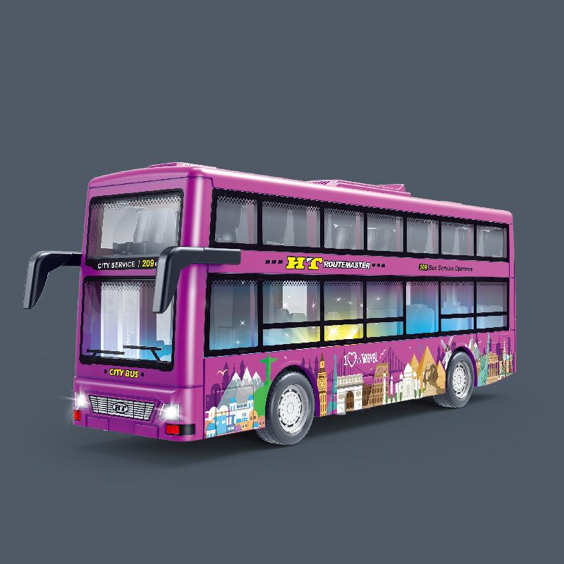 Сплав односекционный автобус имитация звука и света экскурсионный двухэтажный автобус игрушка подарки