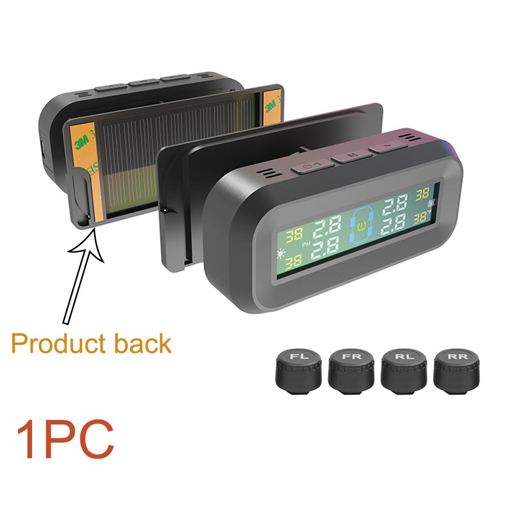 Автомобильный монитор давления с солнечной батареей и зарядкой через USB Tpms, цифровой ЖК-дисплей для измерения давления в шинах, водонепроницаемый с 4 внешними внутренними датчиками