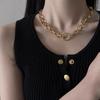 European-American Geometric Clavicle Necklace with OT Buckle - Elegant and Minimalist Design