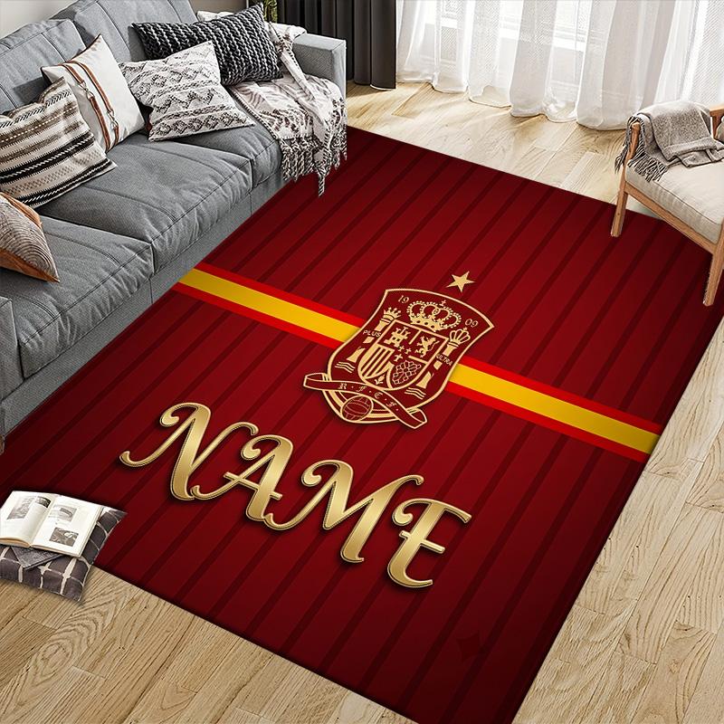 Custom Name Selección Española de Fútbol Flannel Pattern Square Carpet,Area Rug,Carpet Rug for Living Room Bedroom Sofa Playroom Decor,Non-slip Floor