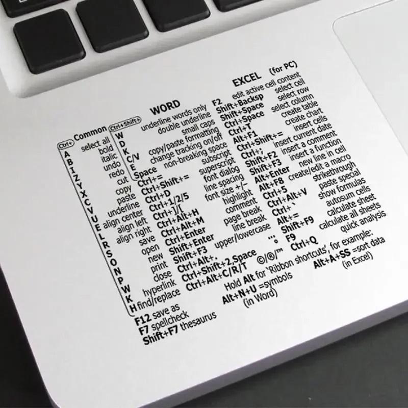 Laptop Computer Keyboard Shortcut Reference Sticker Universal Decorative Study Guide for Home Office Programmer Productivity
