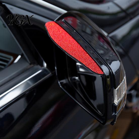 Rearview Mirror Rain Protector Rhinestone Car Side Visor Guard, Anti-Glare Rear View Auto Deflector Eyebrows, Widened Arc Mirrors for SUV Truck