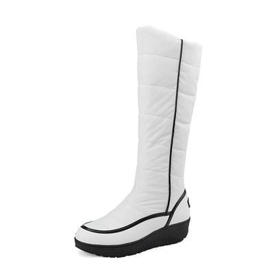 Ботинки на пуху из полиуретана, зимняя обувь, устойчивая к холоду, средний каблук, размер 44, суперразмер, зимние ботинки, круглый носок, сохраняющие тепло, высокие сапоги