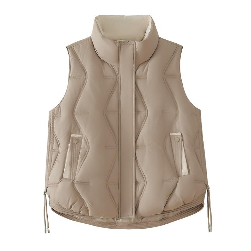 Autumn and winter new short down cotton light cotton vest women's large size thermal stand-up collar cotton vest