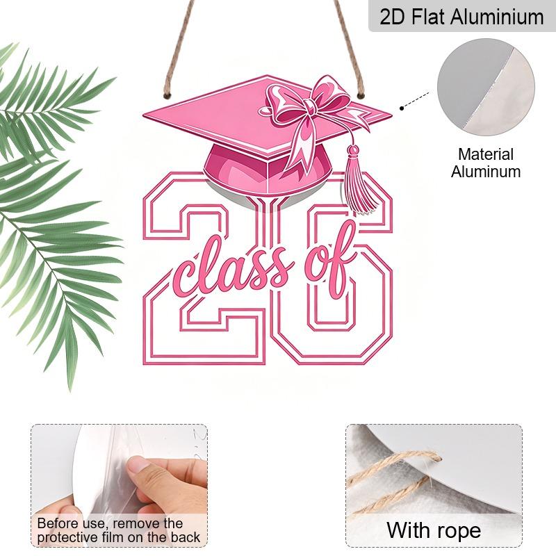 2D Flat Aluminum 2026 Graduation-themed Wall Decoration, Available in Various Sizes. A Fresh and Girly Style, with Soft Pink Tones and Bow Elements