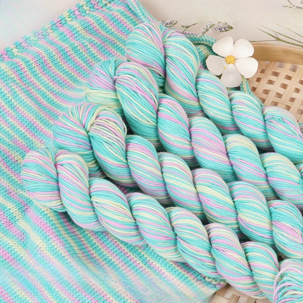 4-Pack Cotton Yarn 200g (4x50g ) Breathable Soft Woven Thread for Knitting Crochet Mixed Colors Lightweight for Sweaters Yarns