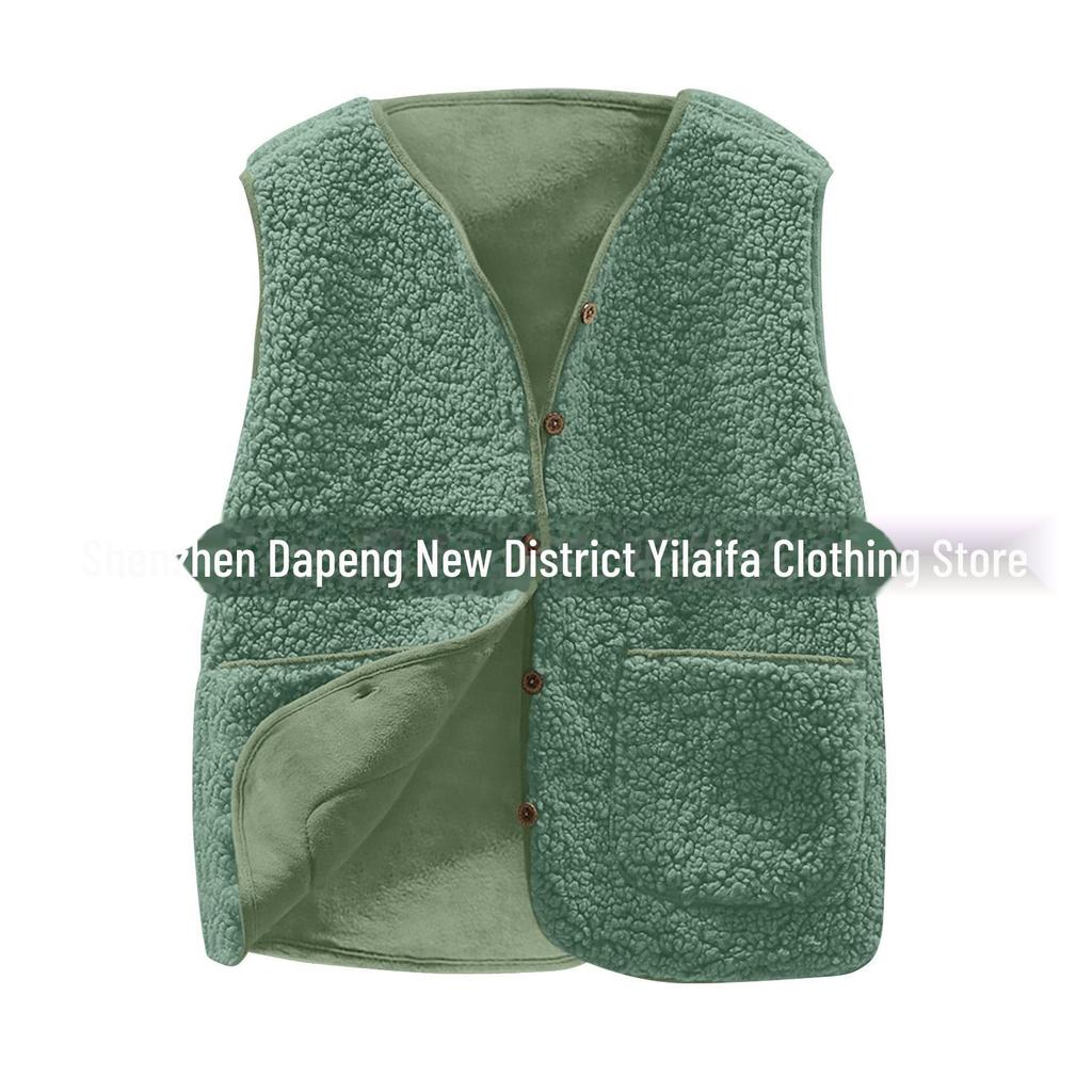 Women's Short Granular Plush Lambswool Vest: 2023 Autumn/Winter Korean Style