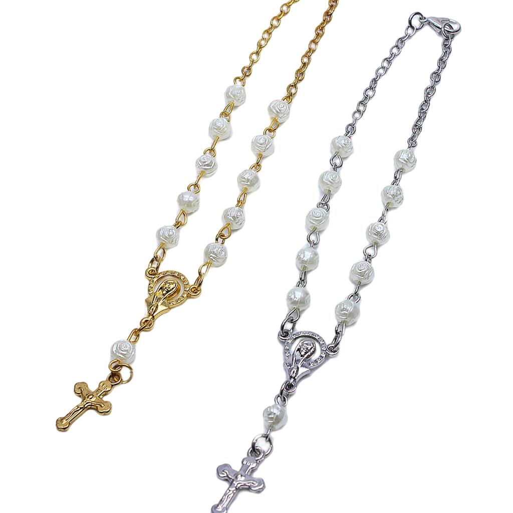 Розовый браслет-розарий с бусинами 6 мм, с крестом-подвеской, для женщин, девушек, католицизма, для молитвы, религиозные украшения на каждый день