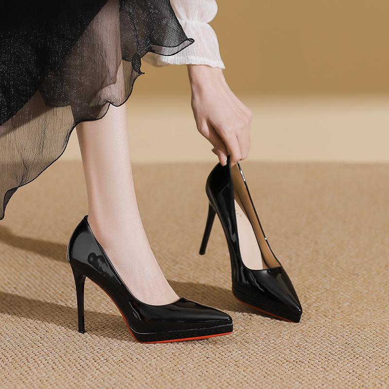 1088-H Temperament Pointed-toed Stiletto High Heels Women's Not Tired Feet Waterproof Table Single Shoes Women's Professional Bridesmaids Banquet Shoe