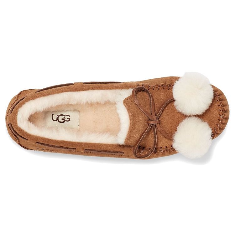 UGG Dakota Pom Pom Повседневные замшевые балетки женские балетки каштановые 1124030-CHE