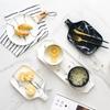 Скандинавский набор керамических мисок под мрамор – Фарфоровая посуда для завтрака, риса, лапши, супа