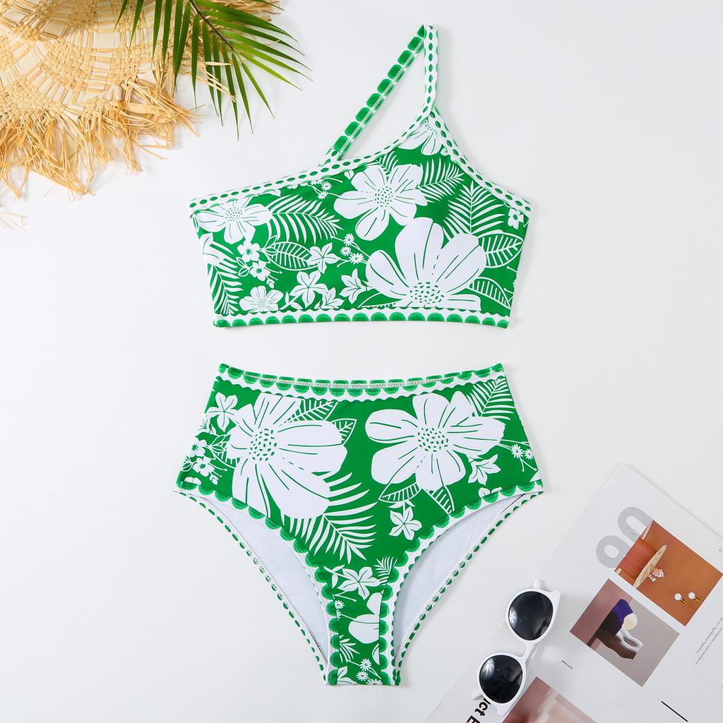 European and American retro ethnic bohemian bikini mesh round skirt three-piece vacation beach multi-color swimsuit women