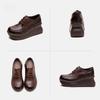 Johnature Genuine Leather Wedges Shoes Versatile Casual Round Toe Thick Soled Women's Platform Shoes