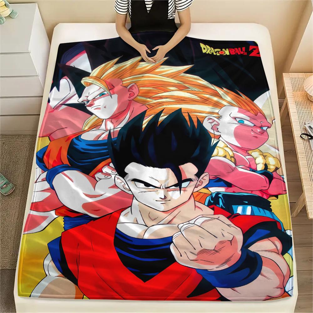 Фланелевое одеяло с принтом персонажей Dragon Ball, Высококачественное, Удобное для всех сезонов, Декор для дома, Тепло и уют, Идеально для рождественских подарков